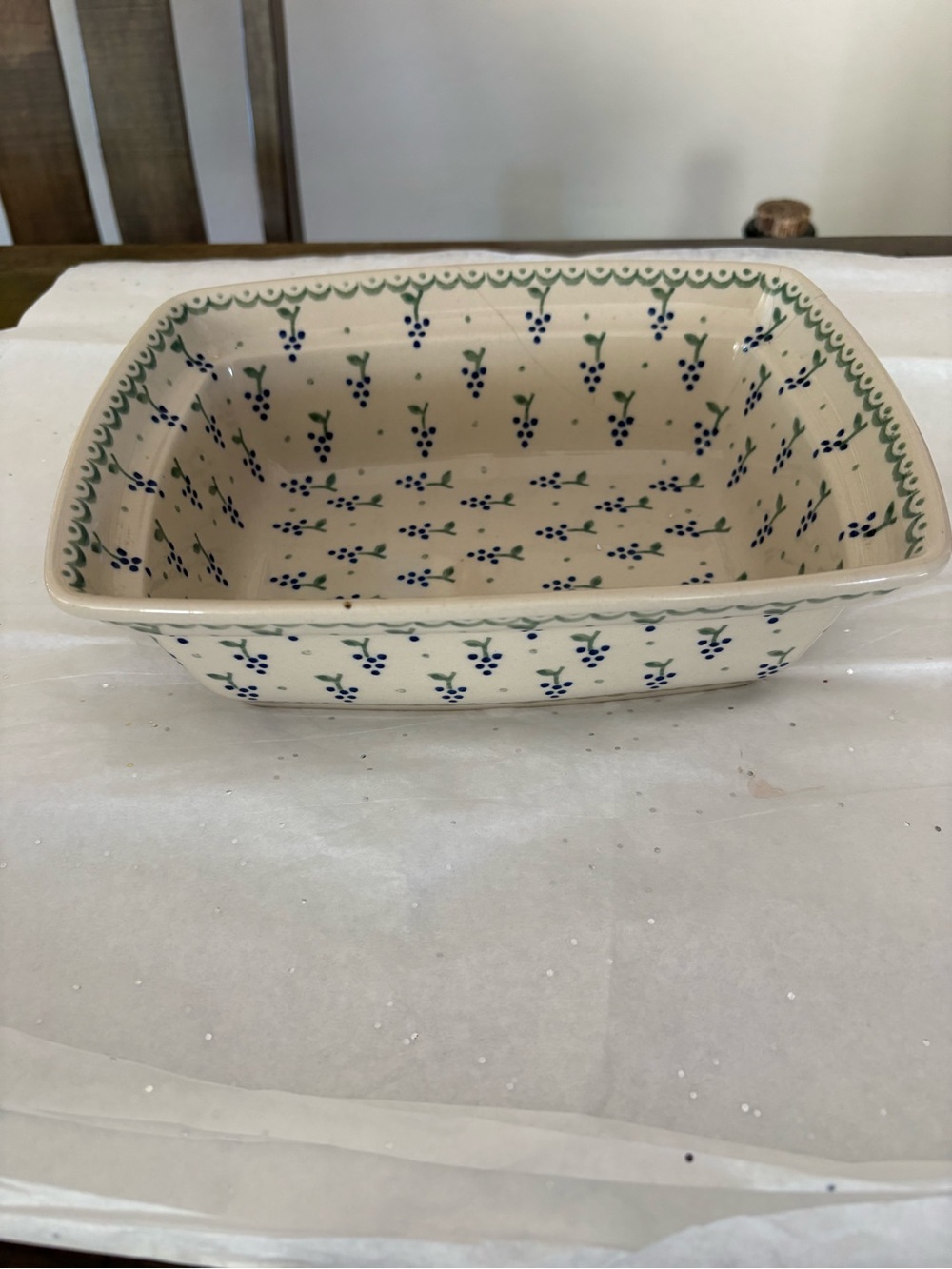 Boleslawiec Polish Pottery Grape Vine  9" x 6" Loaf Baking Serving Dish